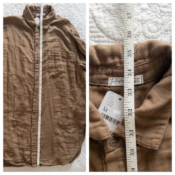 NWT CP Shades Marella Double Cloth Buttondown Free People Sable Brown Size M - Picture 9 of 9